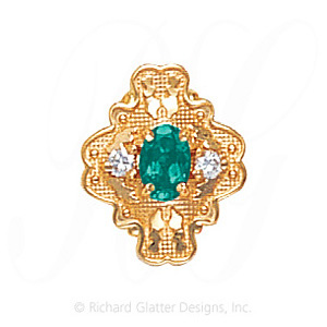 GS488 E/D - 14 Karat Gold Slide with Emerald center and Diamond accents 